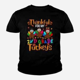 Thankful For My 2Nd Grade Turkeys Thanksgiving Teacher Youth T-shirt | Crazezy UK