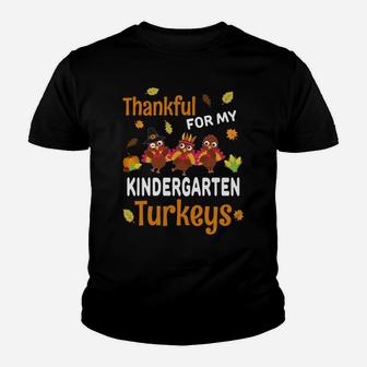Thankful Turkey Kindergarten Teacher Shirt Thanksgiving Gift Sweatshirt Youth T-shirt | Crazezy CA