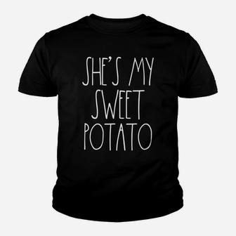 Thanksgiving Couples Shirts She's My Sweet Potato I Yam Set Youth T-shirt | Crazezy
