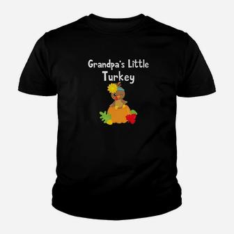 Thanksgiving Grandpas Little Turkey Cute Fall Tee Youth T-shirt - Thegiftio UK