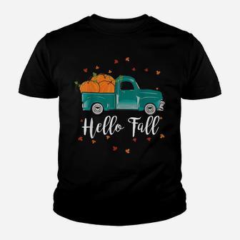 Thanksgiving Harvest Pumpkin Watercolor Truck Fall Gift Youth T-shirt | Crazezy CA