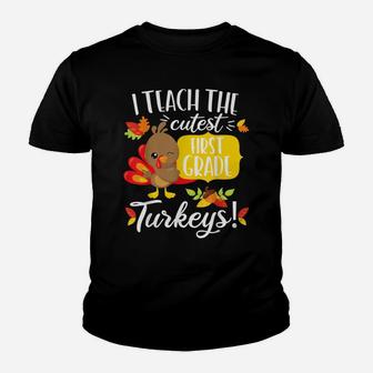 Thanksgiving Teacher Shirt 1St First Grade Cutest Turkeys Youth T-shirt | Crazezy AU