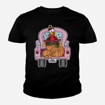 Thanksgiving, Turkey, Vintage, Pink, Truck, Pumpkins, Funny Youth T-shirt | Crazezy
