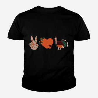 Thanksgiving Women - Peace Love Thanksgiving Youth T-shirt | Crazezy