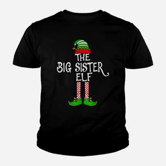 The Big Sister Elf Christmas Matching Family Xmas Costumes Youth T-shirt | Crazezy UK