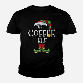 The Coffee Elf Family Matching Christmas Group Gift Pajama Youth T-shirt | Crazezy