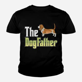 The Dogfather Basset Hound Funny Dog Owner Father’ Day Youth T-shirt | Crazezy