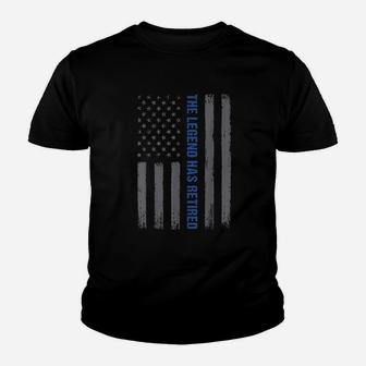 The Legend Has Retired Thin Blue Line Usa Flag Youth T-shirt | Crazezy UK