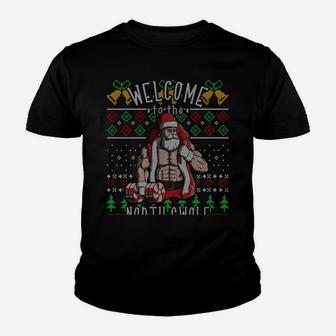 The North Swole Santa Claus Christmas Gym Funny Sweatshirt Youth T-shirt | Crazezy CA