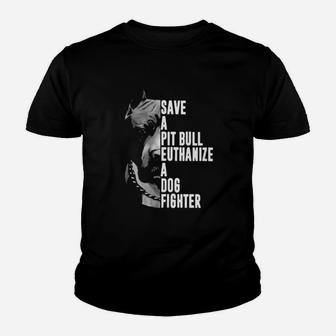 The Rock Save A Pit Bull Euthanize A Dog Fighter Youth T-shirt - Monsterry
