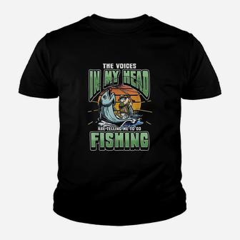 The Voices In My Head Telling Me To Go Fishing Youth T-shirt | Crazezy