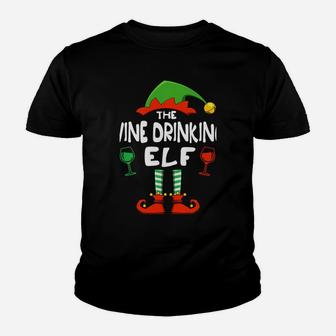 The Wine Drinking Elf Funny Matching Family Christmas Sweatshirt Youth T-shirt | Crazezy UK
