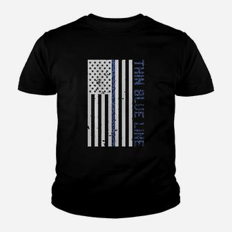 Thin Blue Line American Flag Youth T-shirt | Crazezy CA