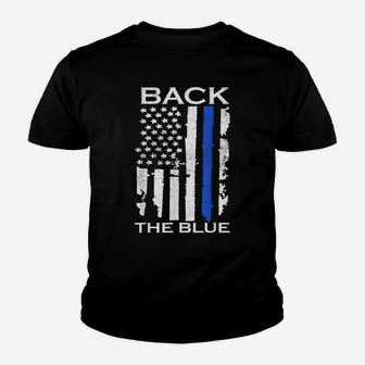 Thin Blue Line Back The Blue American Flag Police Support Youth T-shirt | Crazezy DE