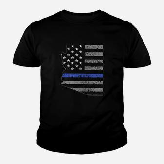 Thin Blue Line Us States With Usa Flag Police Week Youth T-shirt | Crazezy DE