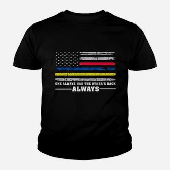 Thin Gold Line Thin Blue Line Thin Red Line Youth T-shirt | Crazezy CA