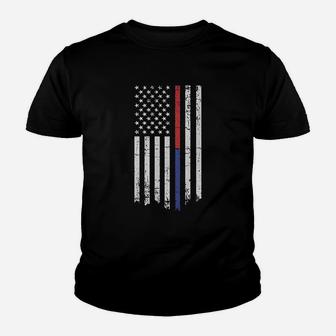 Thin Red Blue Line American Flag Youth T-shirt | Crazezy CA