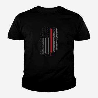 Thin Red Line Firefighter Maltese Cross American Flag Youth T-shirt | Crazezy UK