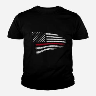 Thin Red Line Of Courage Usa Flag Youth T-shirt | Crazezy