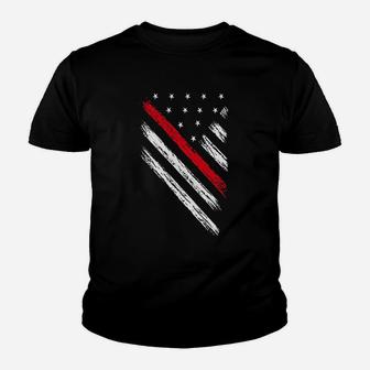 Thin Red Line Usa Flag Firefighter First Responder Youth T-shirt | Crazezy AU