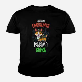 This Is My Christmas Pajama Shirt Tricolor Corgi Pjs Xmas Youth T-shirt | Crazezy