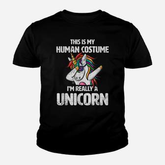 This Is My Human Costume I'm Really A Unicorn Funny Cute Youth T-shirt | Crazezy