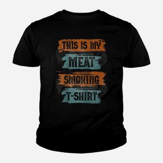 This Is My Meat Smoking Bbq Vintage Retro Distressed Smoker Raglan Baseball Tee Youth T-shirt | Crazezy DE