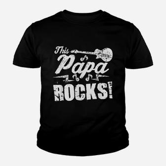 This Papa Rocks Guitar Youth T-shirt | Crazezy