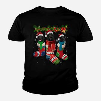 Three Black Labradors In Christmas Socks Sweatshirt Youth T-shirt | Crazezy UK
