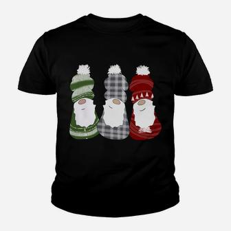 Three Christmas Gnomes In Christmas Sweaters Stocking Hats Youth T-shirt | Crazezy