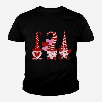 Three Gnomes Holding Hearts Valentines Youth T-shirt - Monsterry DE