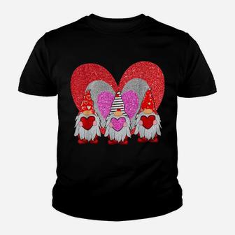 Three Gnomes Holding Hearts Zebra Happy Valentine's Day Youth T-shirt - Monsterry UK