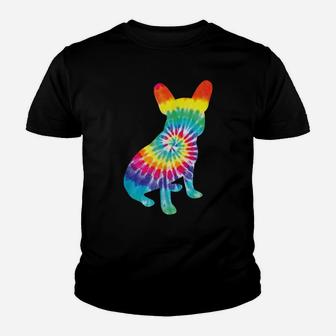 Tie Dye Dog Shirt Hippie French Bulldog Retro Puppy Gift Youth T-shirt | Crazezy UK