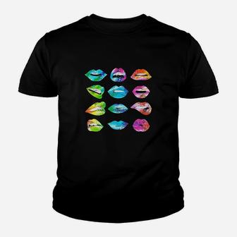 Tiedye Lip Mood Mouths Bite Tongue Out Smile Youth T-shirt | Crazezy UK