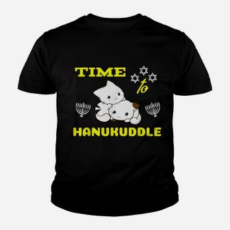 Time To Hanukuddle Hanukkah Cats Cuddling Cat Youth T-shirt - Monsterry