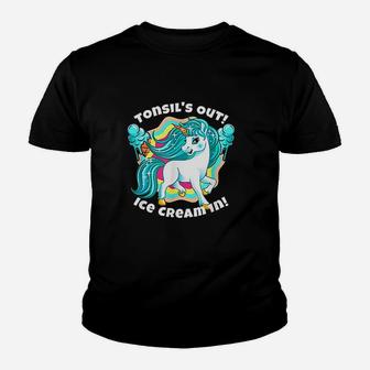 Tonsils Surgery Funny Unicorn Rainbow Ice Cream Youth T-shirt | Crazezy