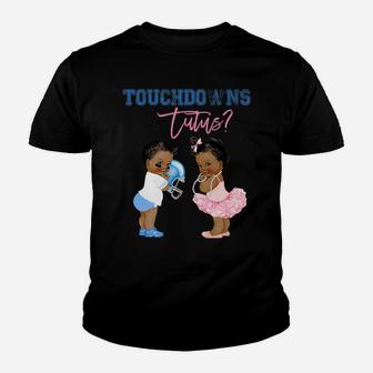 Touchdown Or Tutus Gender Reveal Family Baby Shower Matching Youth T-shirt | Crazezy DE