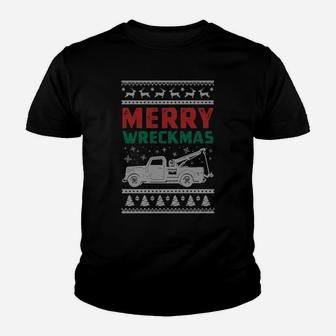 Tow Truck Ugly Christmas Sweatshirt, Merry Xmas Towing Gift Youth T-shirt | Crazezy UK