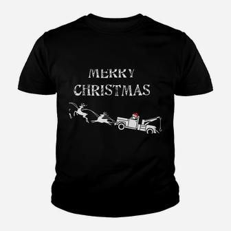 Tow Truck Xmas Design I Merry Christmas Saying Funny Youth T-shirt | Crazezy UK