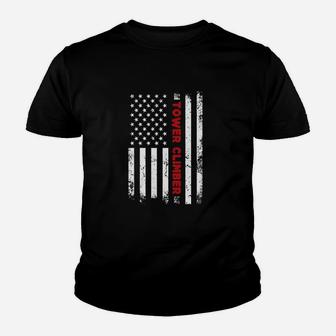 Tower Climber American Flag Usa Youth T-shirt | Crazezy