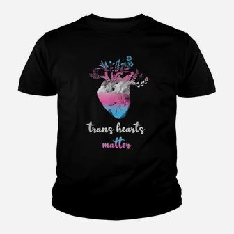Transgender Anatomical Heart Watercolor Floral Trans Pride Youth T-shirt | Crazezy