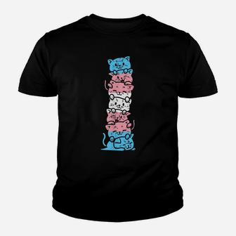 Transgender Cat Stack Cute Trans Pride Flag Lgbt Animal Gift Youth T-shirt | Crazezy DE