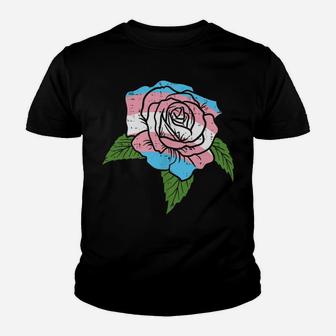 Transgender Rose Pocket Flower Trans Pride Flag Lgbt Youth T-shirt | Crazezy