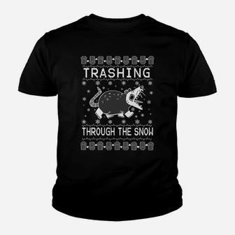 Trashing Through The Snow Opossum Possum Christmas Ugly Sweatshirt Youth T-shirt | Crazezy