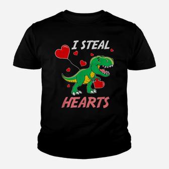 Trex I Steal Hearts Valentines Day Youth T-shirt - Monsterry UK