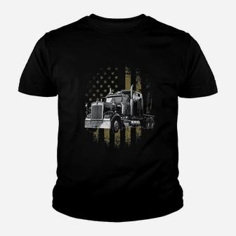 Trucker American Flag Youth T-shirt | Crazezy