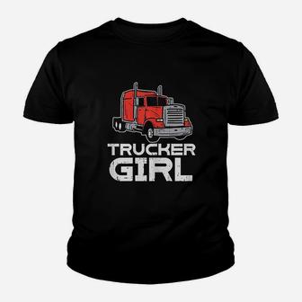 Trucker Girl Trucking Semi Truck Driver Wife Mom Women Gift Youth T-shirt | Crazezy DE