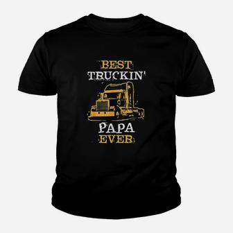 Trucking Papa Slogan Semi Big Rig Truck Driver Dad Saying Youth T-shirt | Crazezy DE