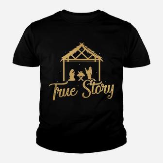 True Story Christmas Advent Nativity Scene Youth T-shirt | Crazezy DE