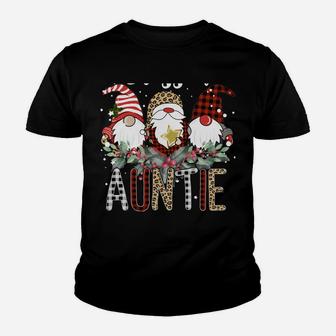 Tu Blessed Auntie Christmas Leopard Buffalo Plaid Gnome Youth T-shirt | Crazezy